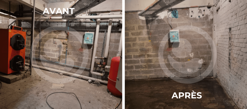 Avant / après dépose chaufferie à Lille