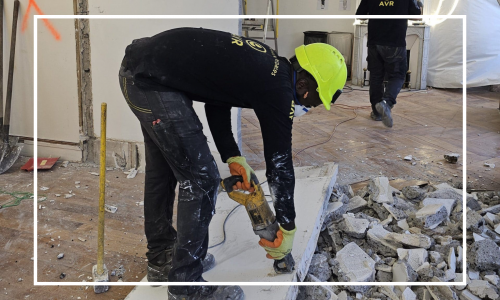 Découpe suite enlèvement de murs non porteurs